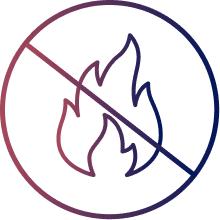 Flame icon with a diagonal line through it, illustrating steroids